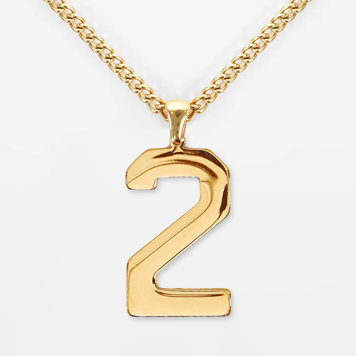 2 Number Pendant with Chain Kids Necklace - Gold Plated Stainless Steel