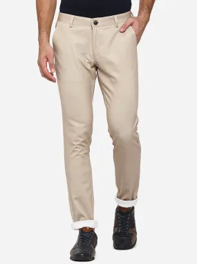 Almond Cream Solid Venice Fit Casual Trouser | JadeBlue