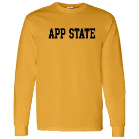 Appalachian State University Mountaineers Basic Block Cotton Long Sleeve T-Shirt - Gold