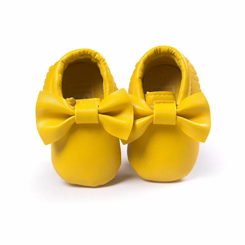 Baby Girl Moccasins with Bows First Walkers Soft Sole Shoes