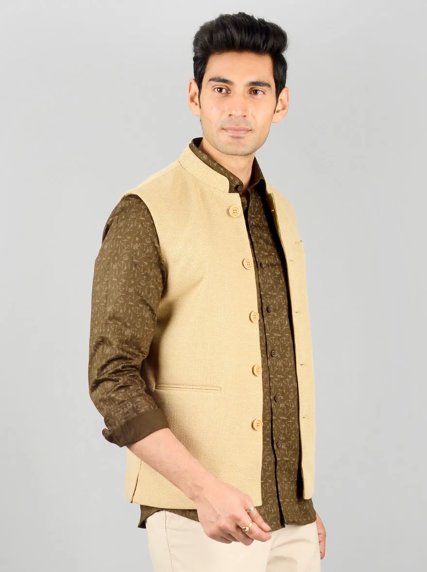 Beige Bandhgala Jacket | JB Studio