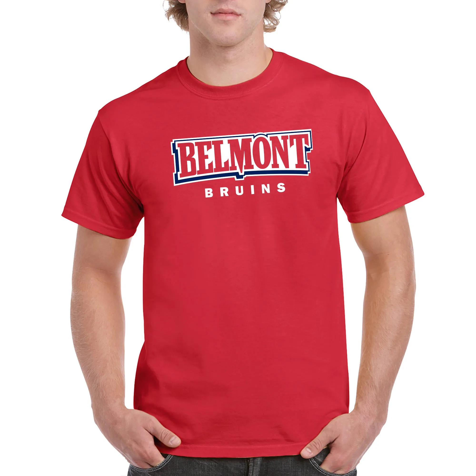 Belmont Front Back Print T-Shirt - Red