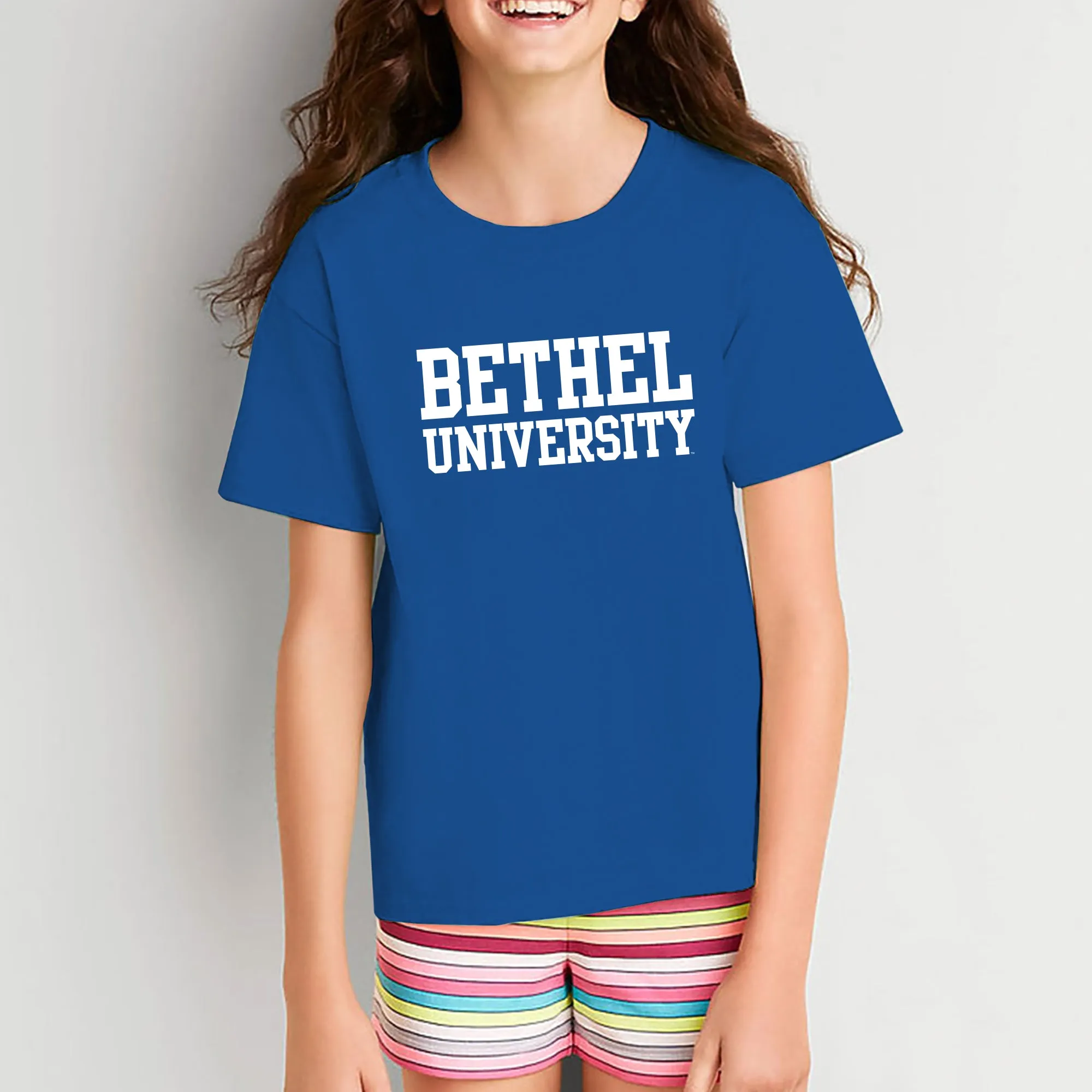 Bethel University Pilots Basic Block Youth Short Sleeve T Shirt - Royal