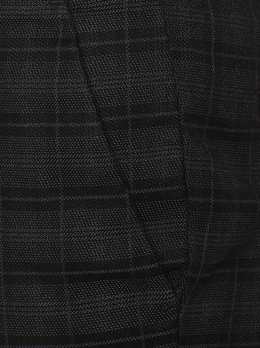 Black & Blue Checked Uno Fit Casual Trouser | JadeBlue