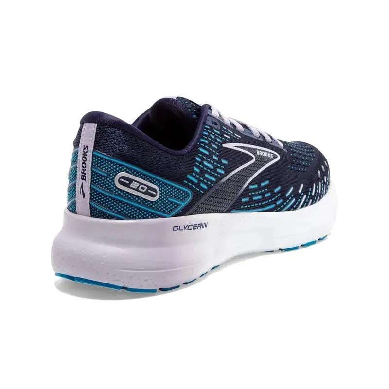 Brooks Womens Glycerin 20 Premium Navy/Purple Road Running Shoes for Superior Comfort and Performance