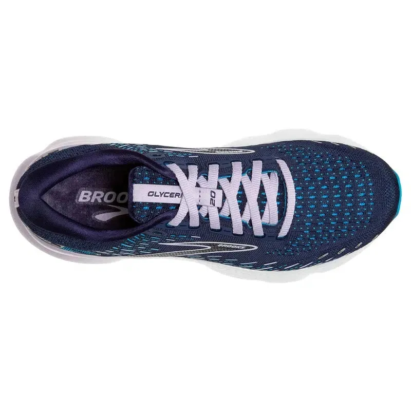 Brooks Womens Glycerin 20 Premium Navy/Purple Road Running Shoes for Superior Comfort and Performance