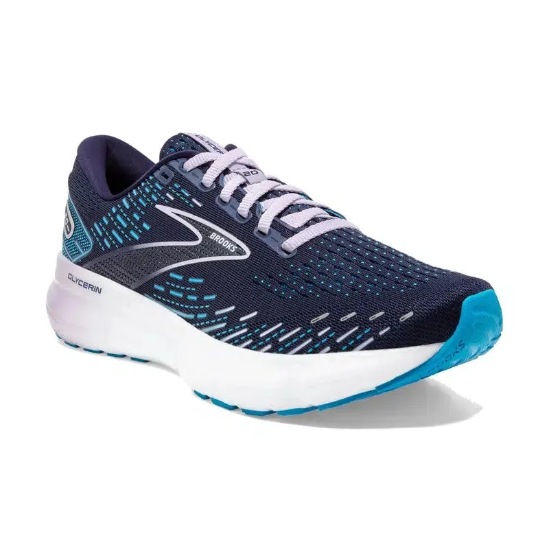 Brooks Womens Glycerin 20 Premium Navy/Purple Road Running Shoes for Superior Comfort and Performance