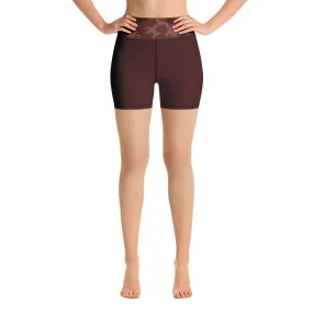 Burgundy Camouflage Yoga Shorts