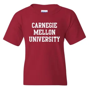 Carnegie Mellon University Tartans Basic Block Youth Short Sleeve T Shirt - Cardinal Red