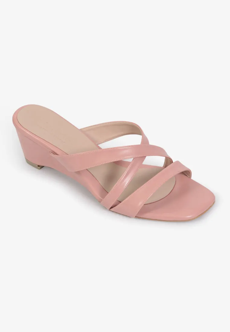 Connor Criss Cross Strappy Sandals - Coral Pink