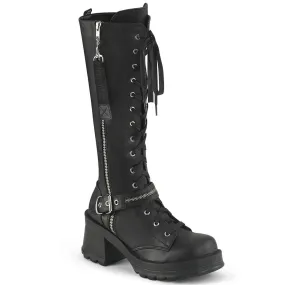 Demonia BRATTY-206 | Black Vegan Leather Knee High Boots