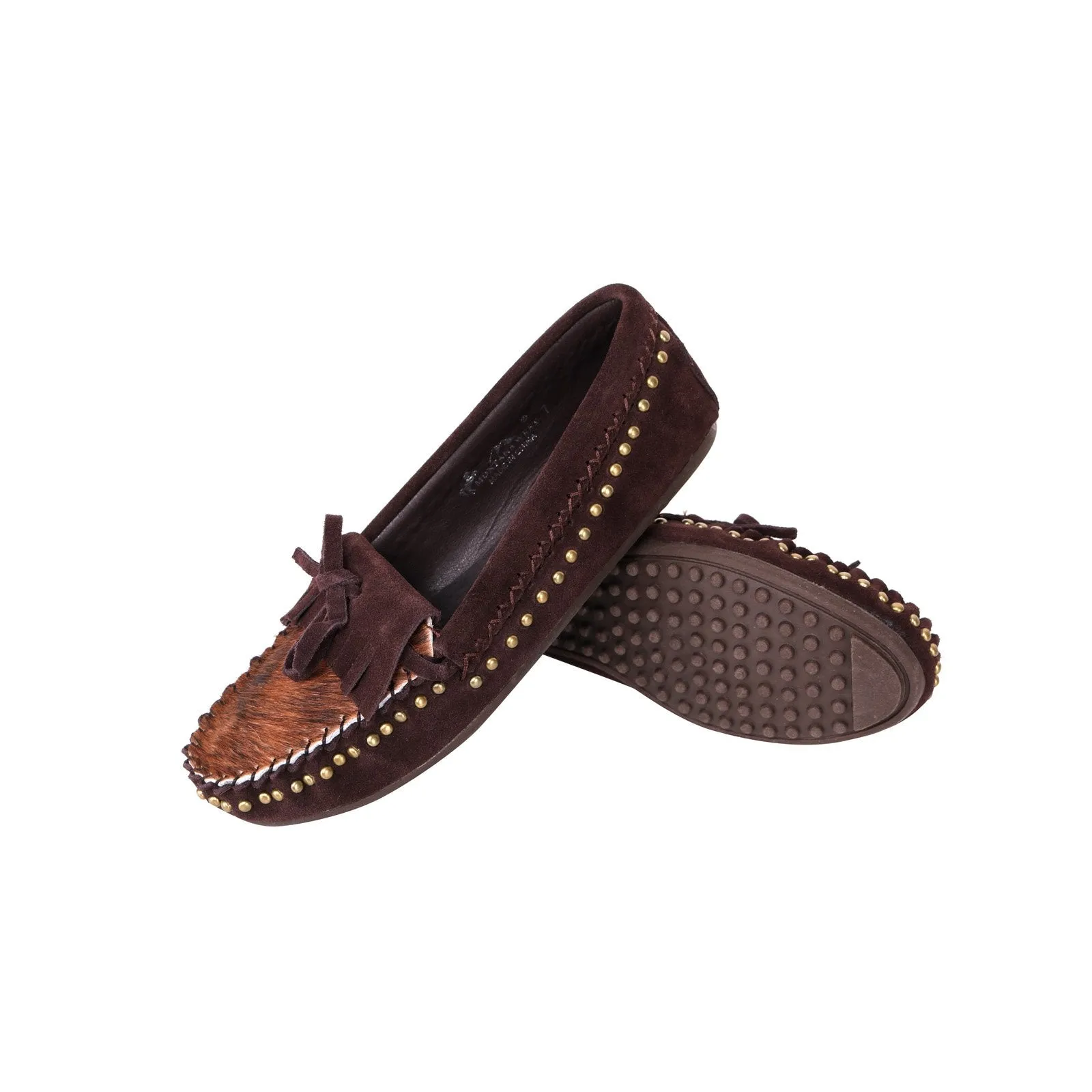 Fringe Suede Studs Moccasin Slipper