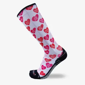 Heart Phrases Compression Socks (Knee-High)