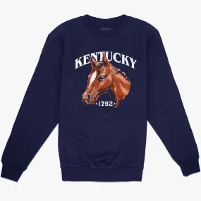 Optimized for clarity and appeal, the title in English could be: Kentucky Thoroughbred Crewneck Sweater.